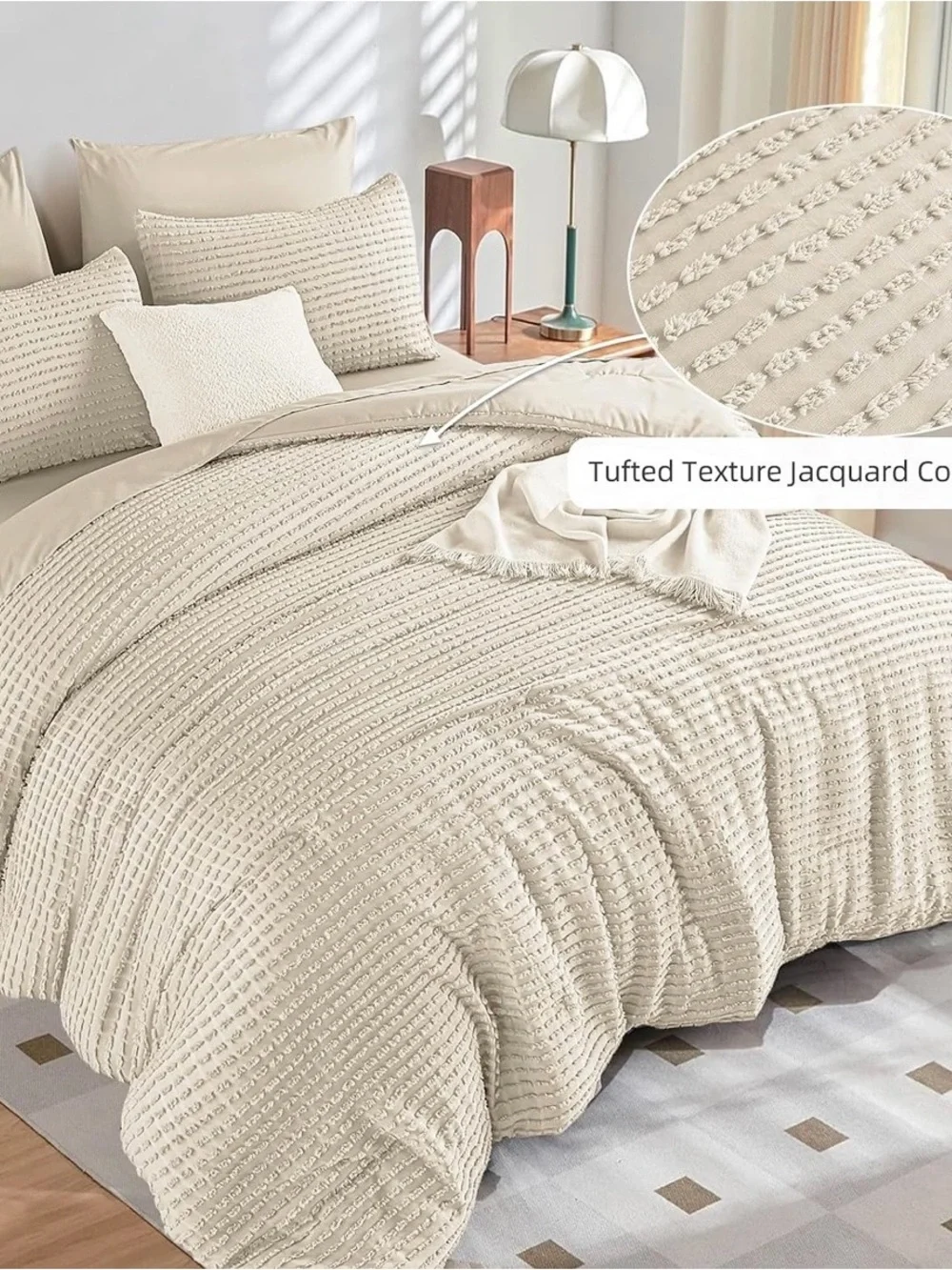 Luxury Cream Textured Comforter Set - Soft Neutral Bedding